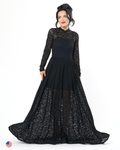 MIDNIGHT LACE MESH MAXI DRESS IN BLACK