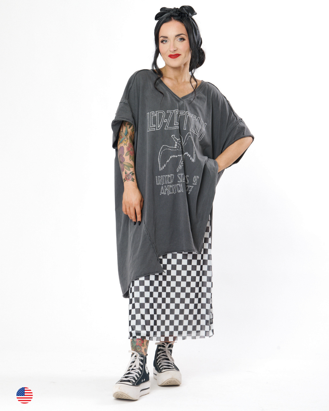 LED ZEPPELIN TUNIC T-SHIRT IN GREY