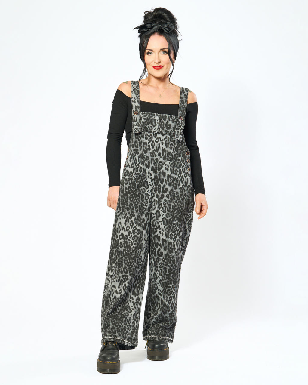 WILD GREY LEOPARD OVERALLS