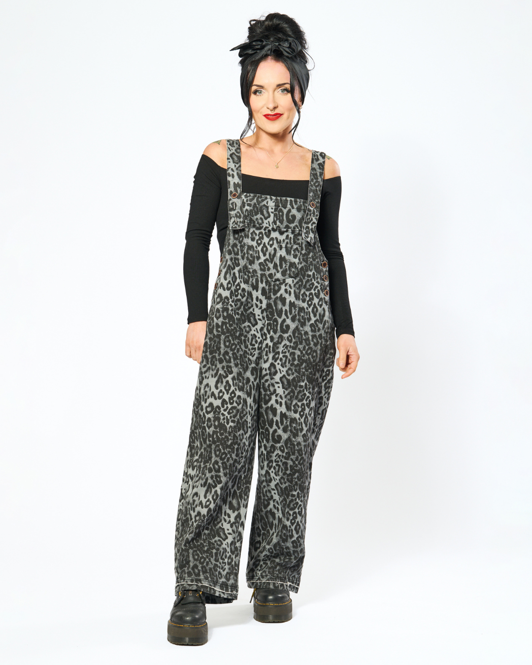 WILD GREY LEOPARD OVERALLS