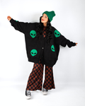 ALIEN DRIP OVERSIZED CARDIGAN IN BLACK
