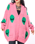 ALIEN DRIP OVERSIZED CARDIGAN IN PINK