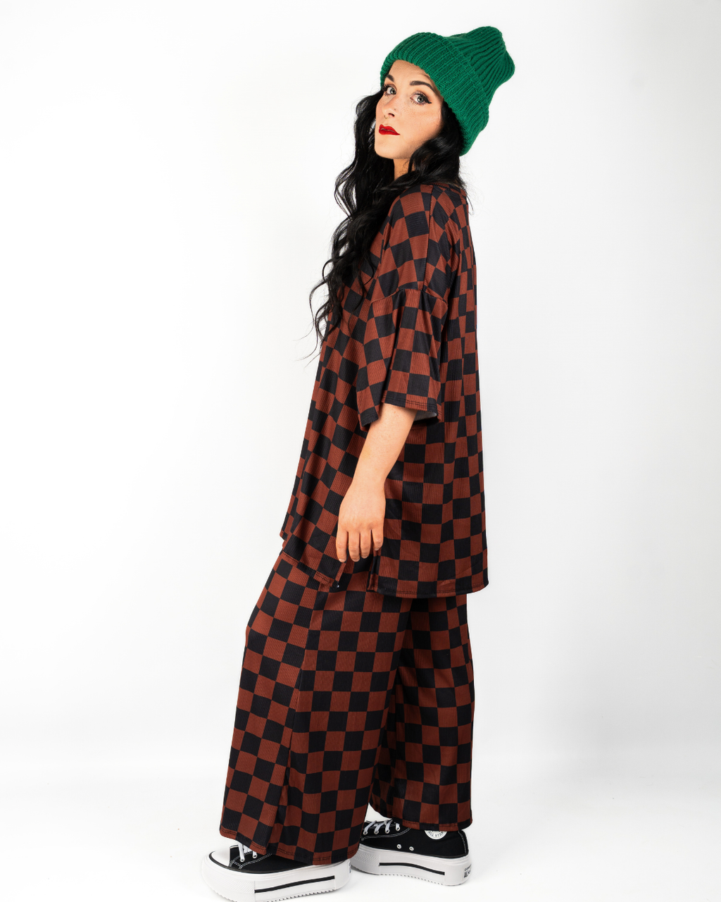 CHECKMATE RIBBED MATCHING SET IN MOCHA + BLACK – itsmecloset