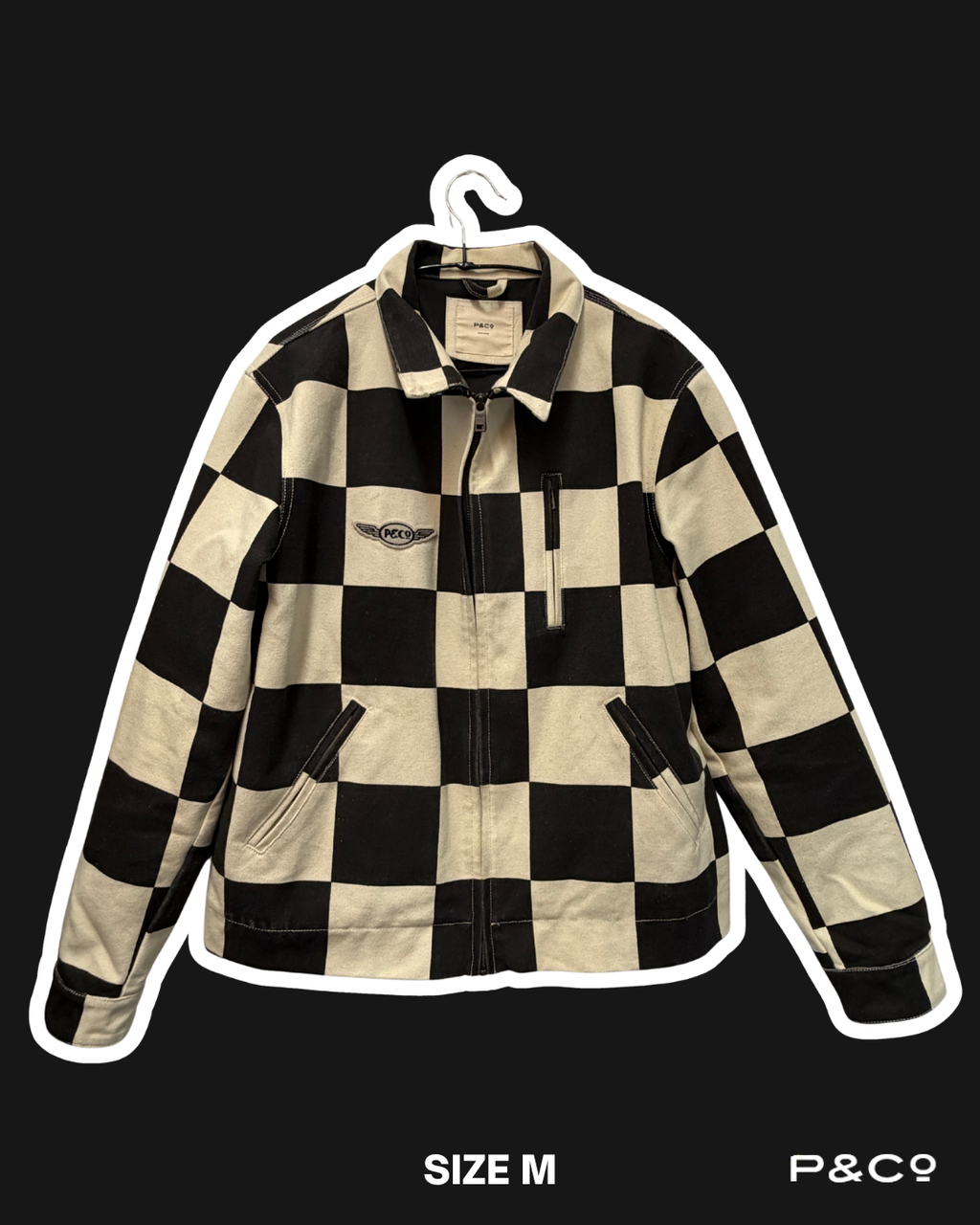 P&CO CHECKERBOARD PIT JACKET - M