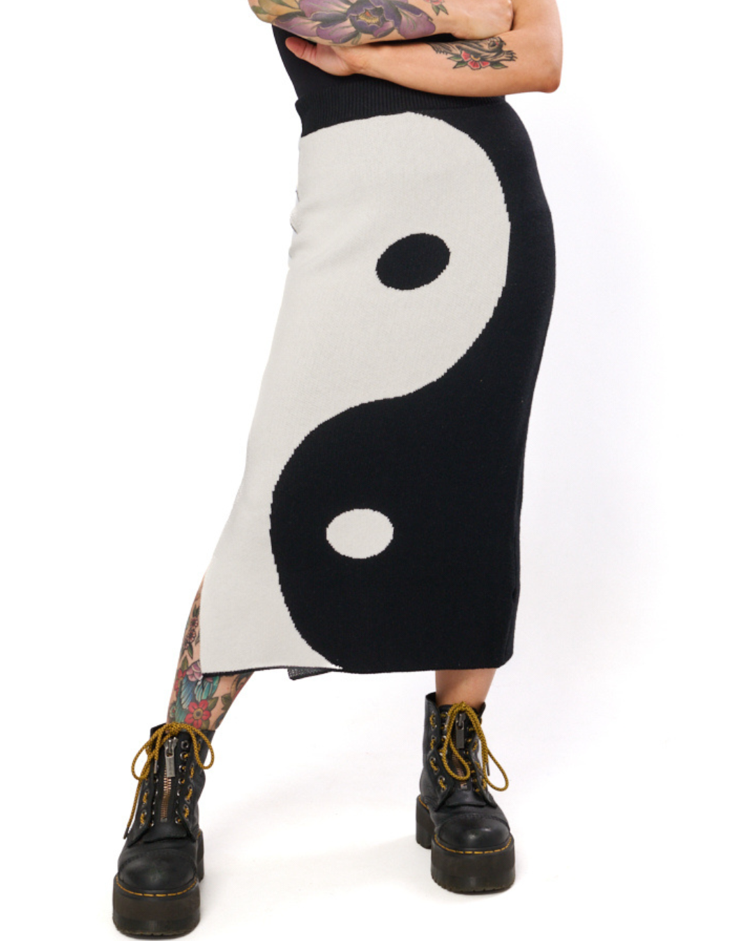 YIN & YANG KNIT MIDI SKIRT