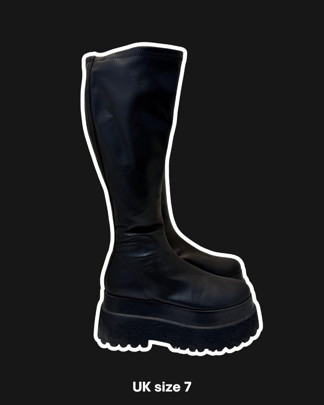 EXTREME PLATFORM KNEE HIGH BOOTS - UK 7