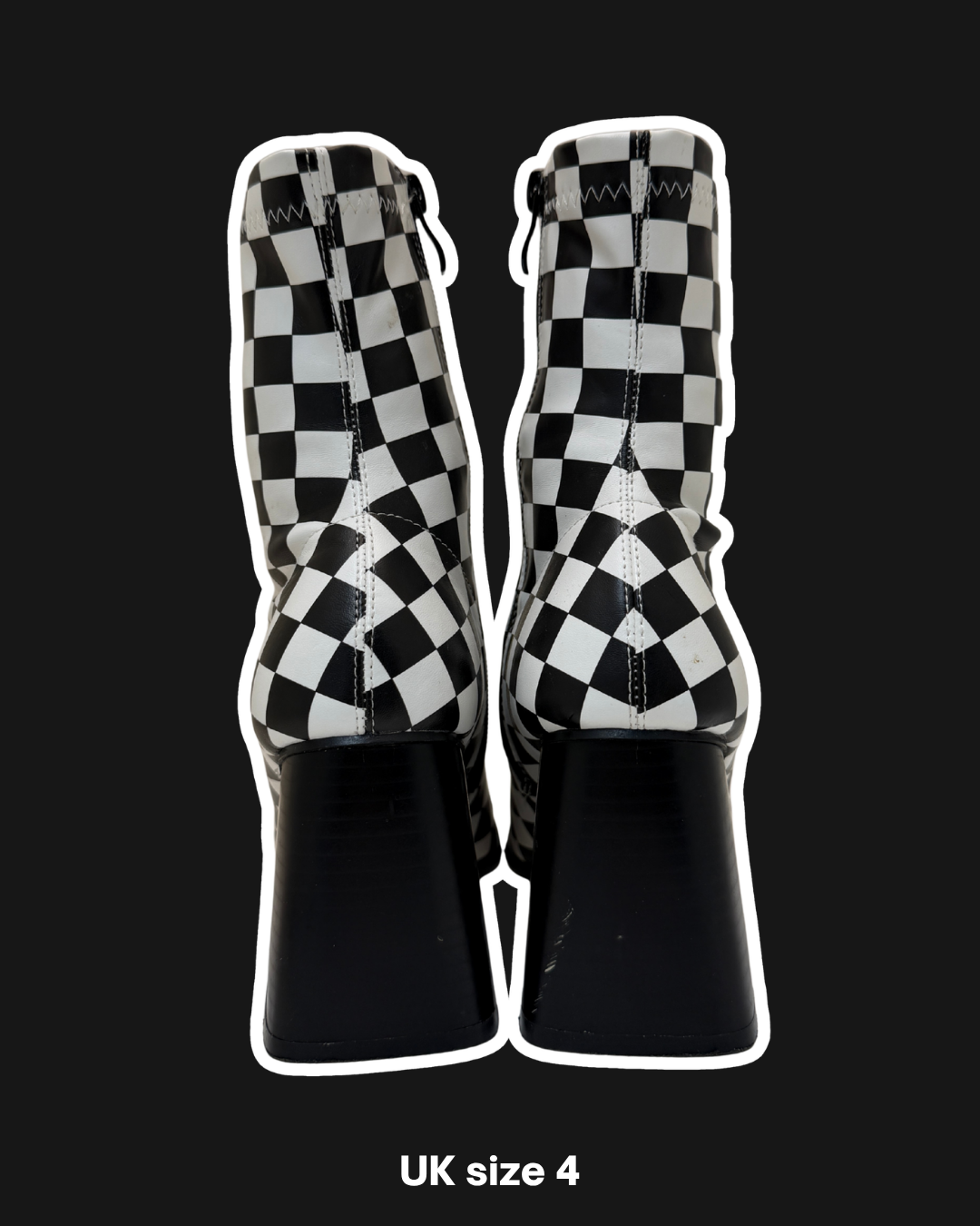 CHECKERBOARD ZIP BOOTS - UK 4