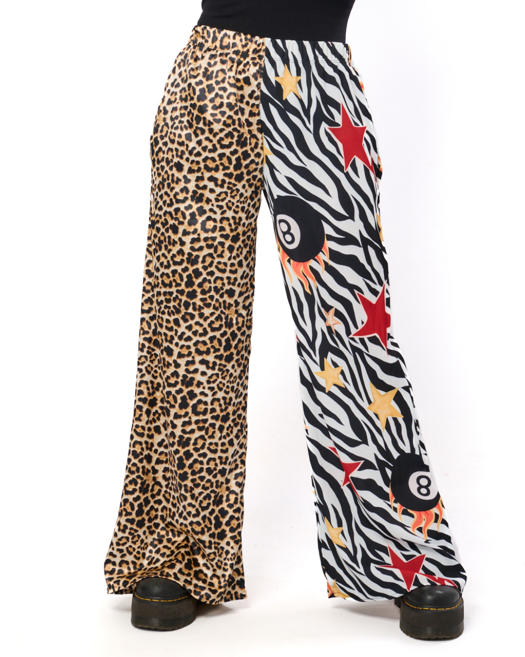 ZEBRA CLASH SATIN SPLIT PANTS
