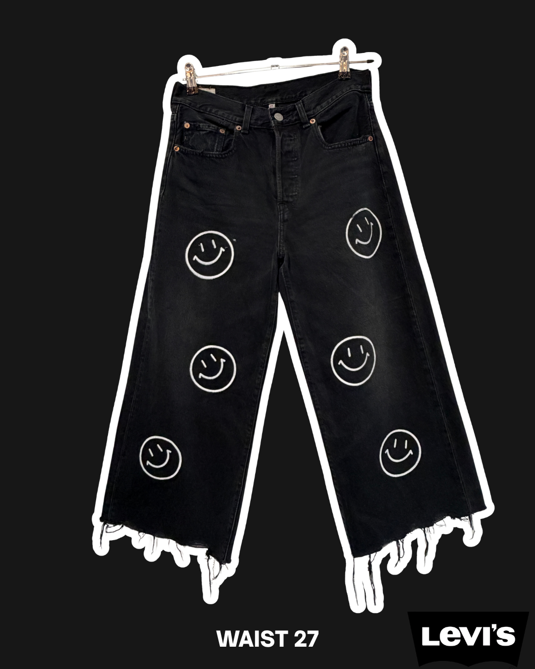 CUSTOM SMILEY CROPPED LEVIS - W27