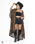 LEOPARD DRIFT DUSTER IN BROWN