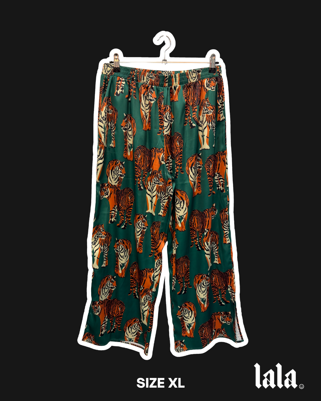 DRESSED IN LALA SATIN TIGER TROUSERS - XL