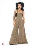LEOPARD WIDE LEG DENIM OVERALLS