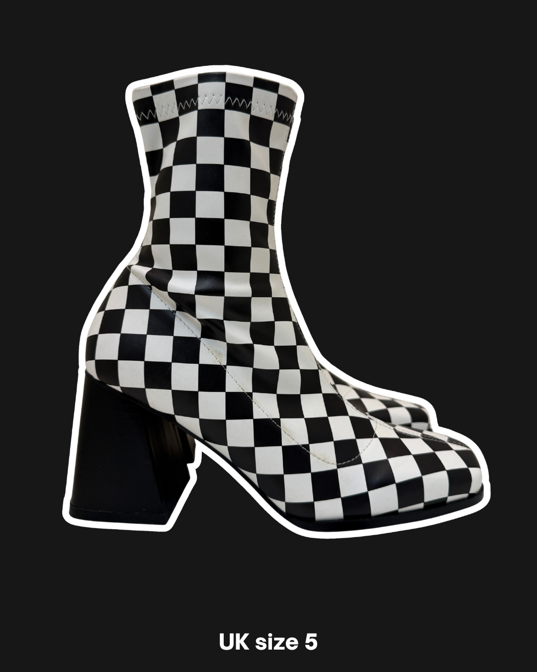 CHECKERBOARD ZIP BOOTS - UK 5