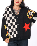 TWO FACED 8-BALL CHECKER CARDIGAN