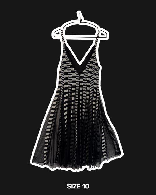 CHECKERBOARD SWING DRESS - UK 10