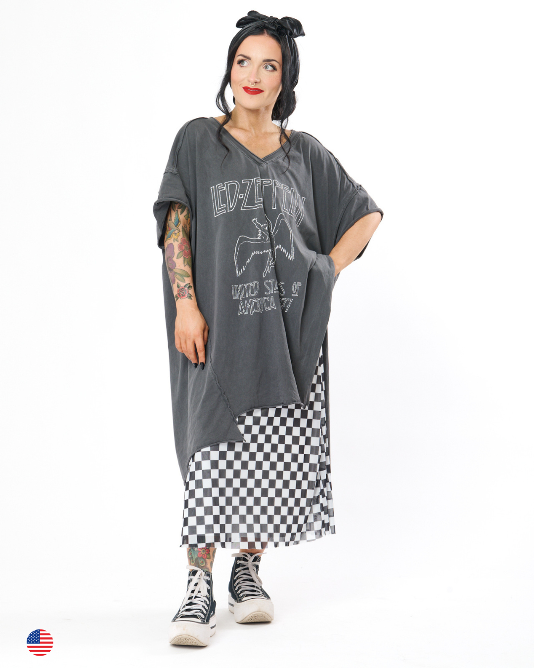 LED ZEPPELIN TUNIC T-SHIRT IN GREY