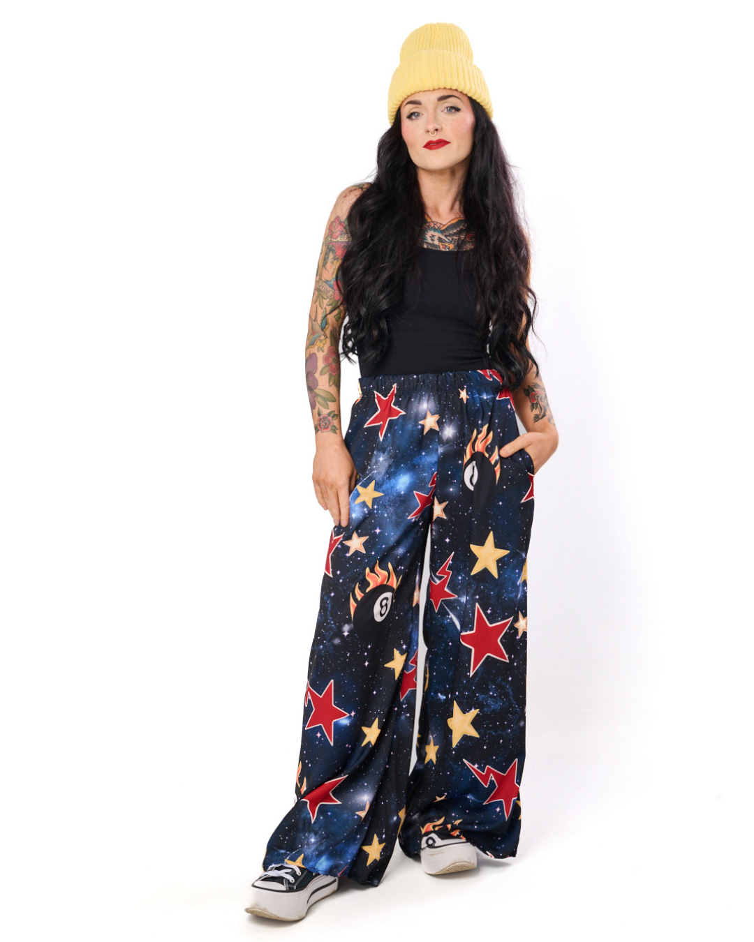 GALAXY CLASH SATIN SPLIT PANTS