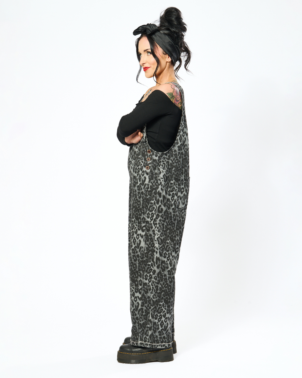 WILD GREY LEOPARD OVERALLS