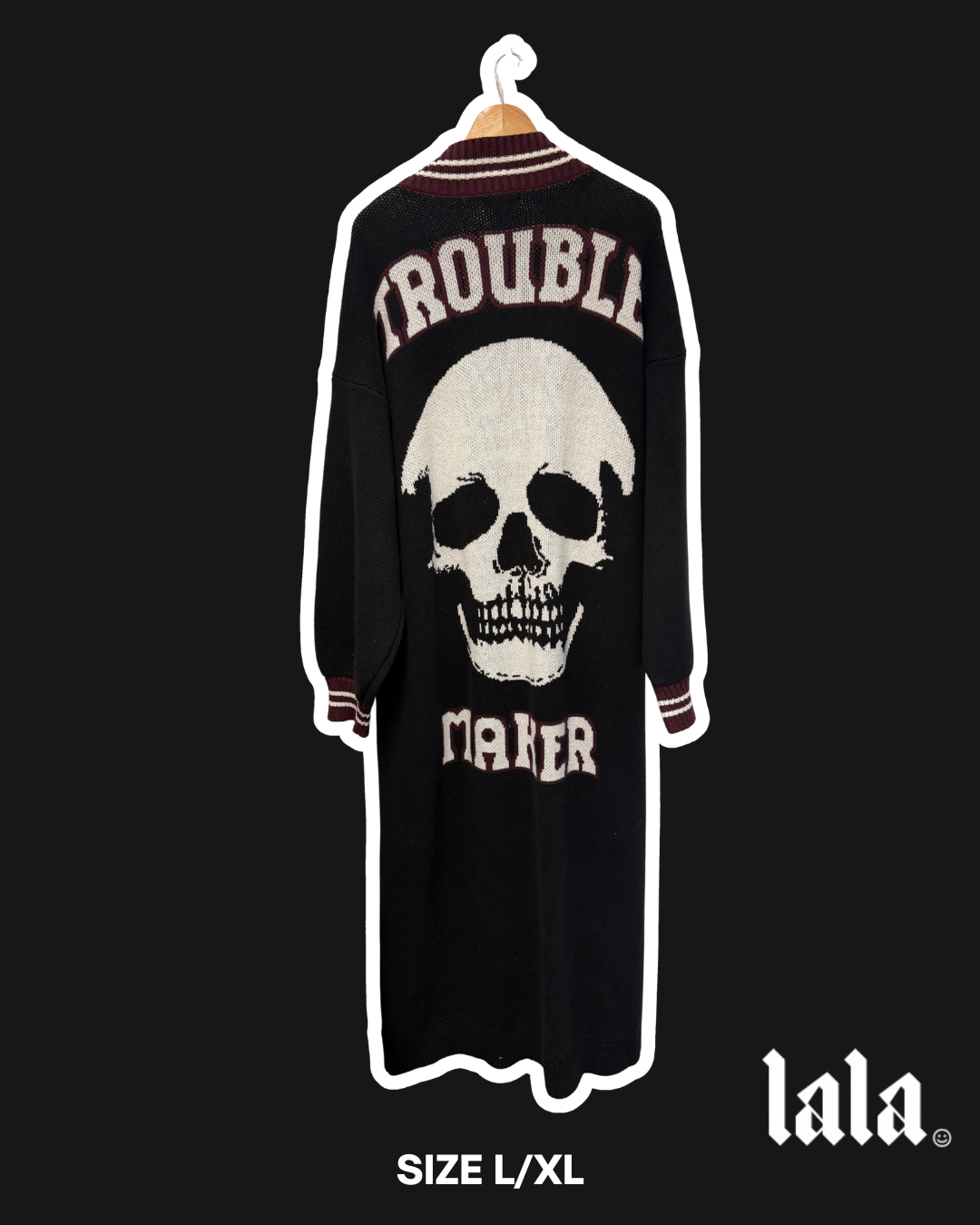 DRESSED IN LALA - TROUBLE MAKER LONGLINE CARDIGAN L/XL