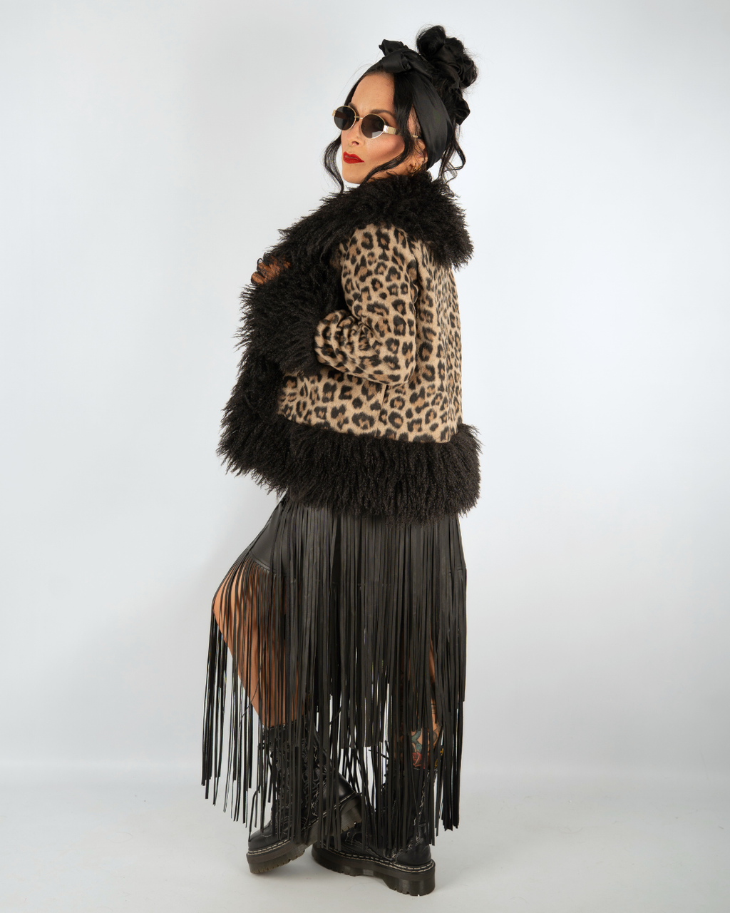 EXTREME WHIPLASH FRINGED FAUX LEATHER SKIRT