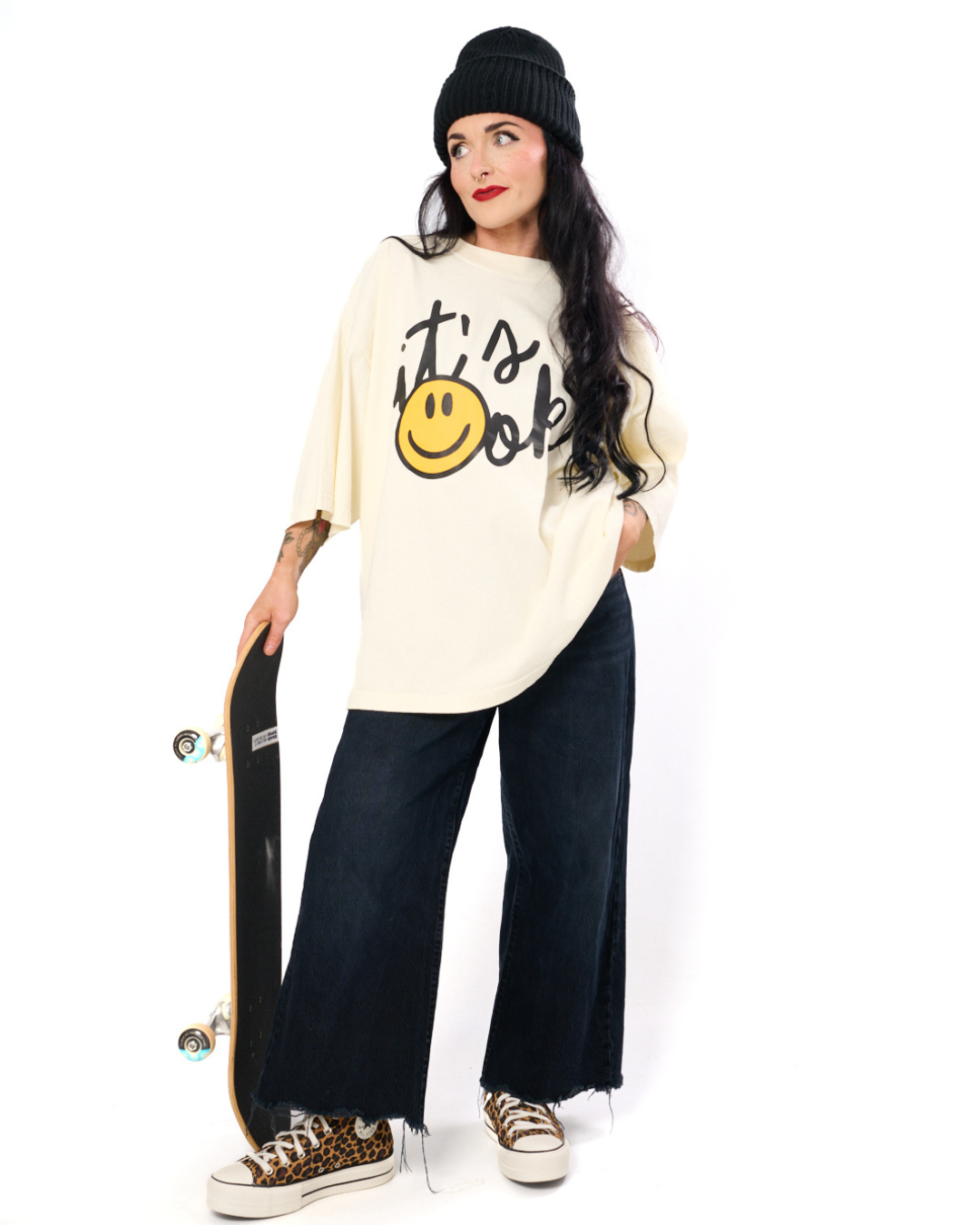 IT'S OK OVERSIZED HEAVYWEIGHT TEE IN CREAM