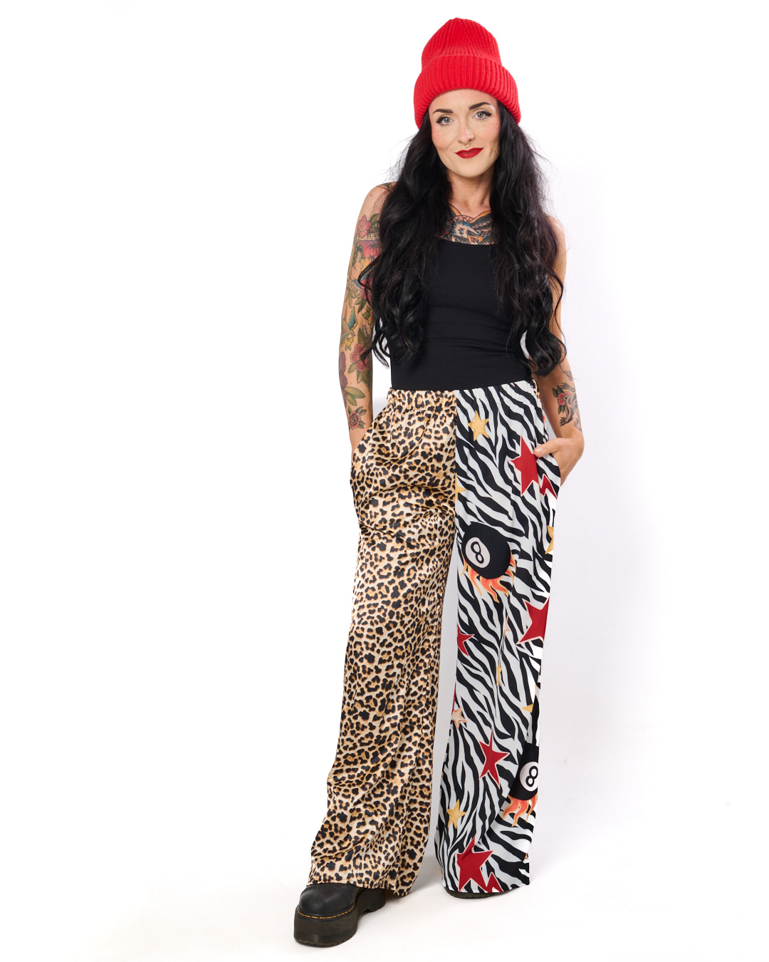 ZEBRA CLASH SATIN SPLIT PANTS