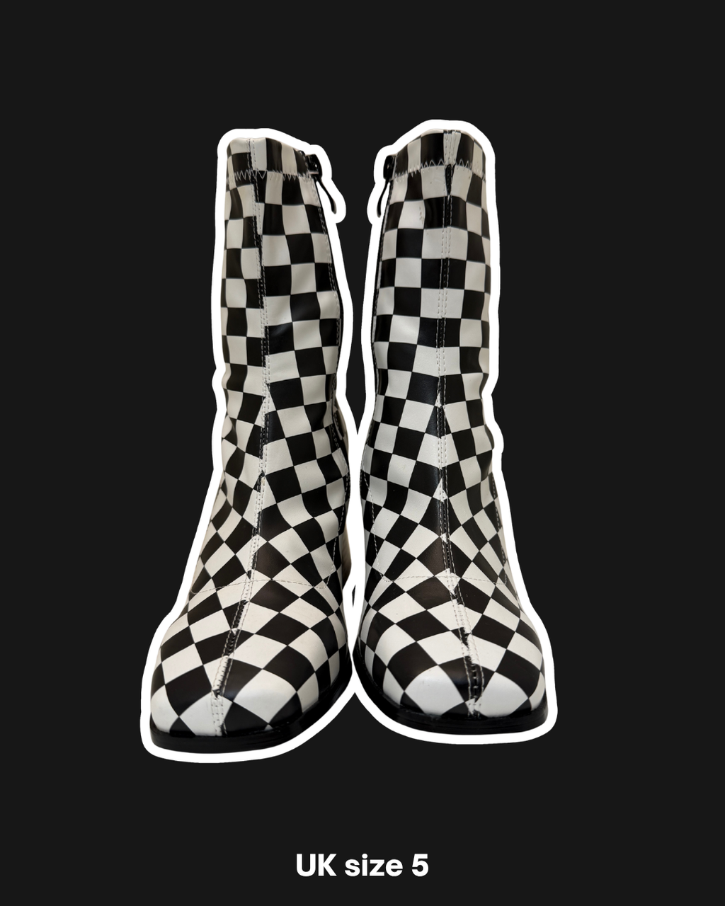 CHECKERBOARD ZIP BOOTS - UK 5