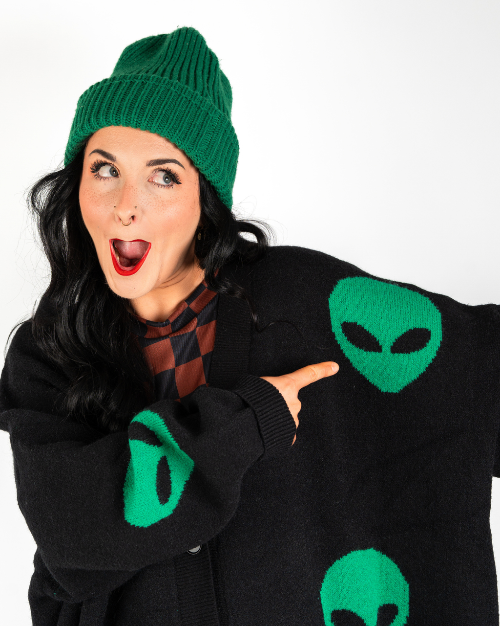 ALIEN DRIP OVERSIZED CARDIGAN IN BLACK
