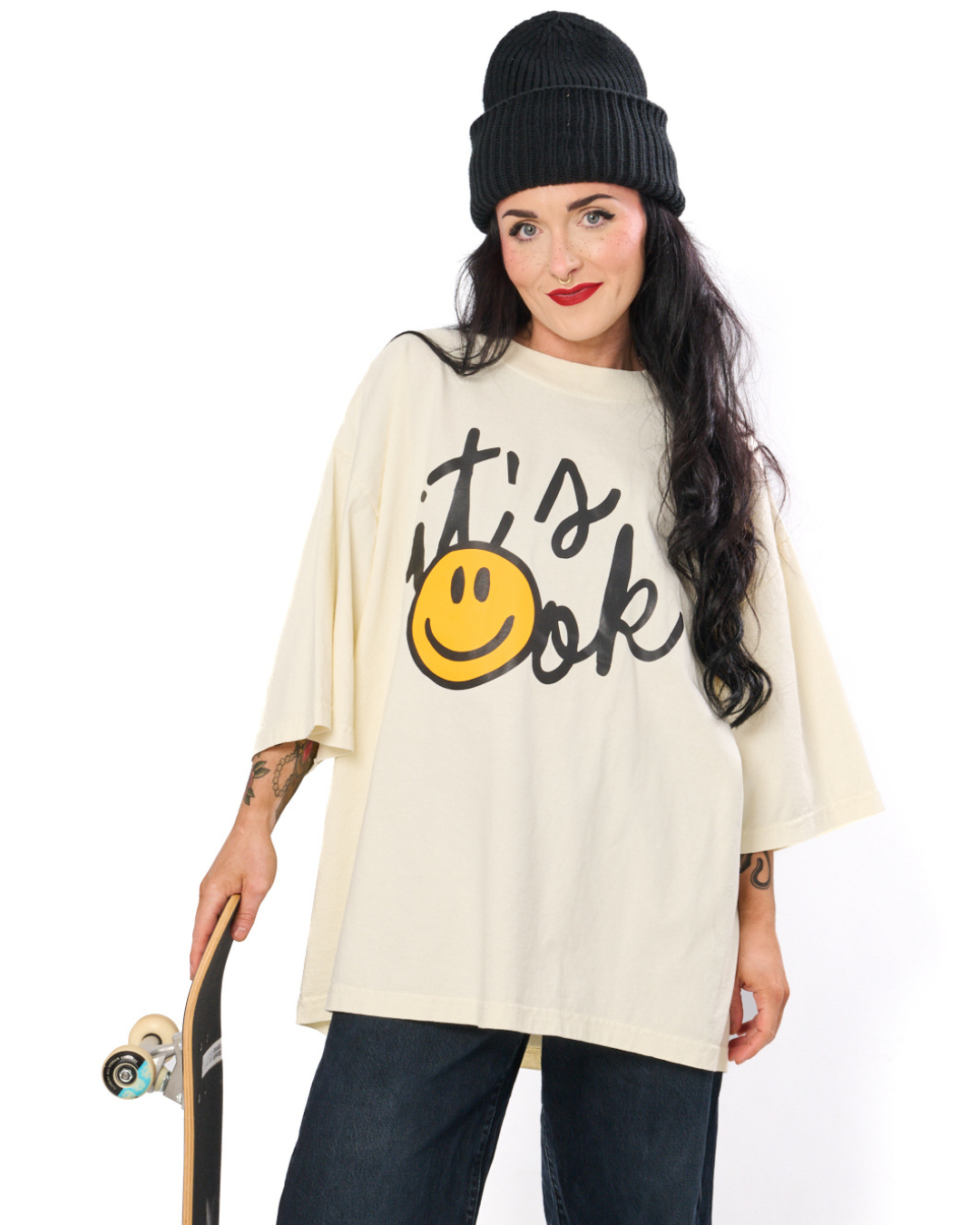 IT'S OK OVERSIZED HEAVYWEIGHT TEE IN CREAM