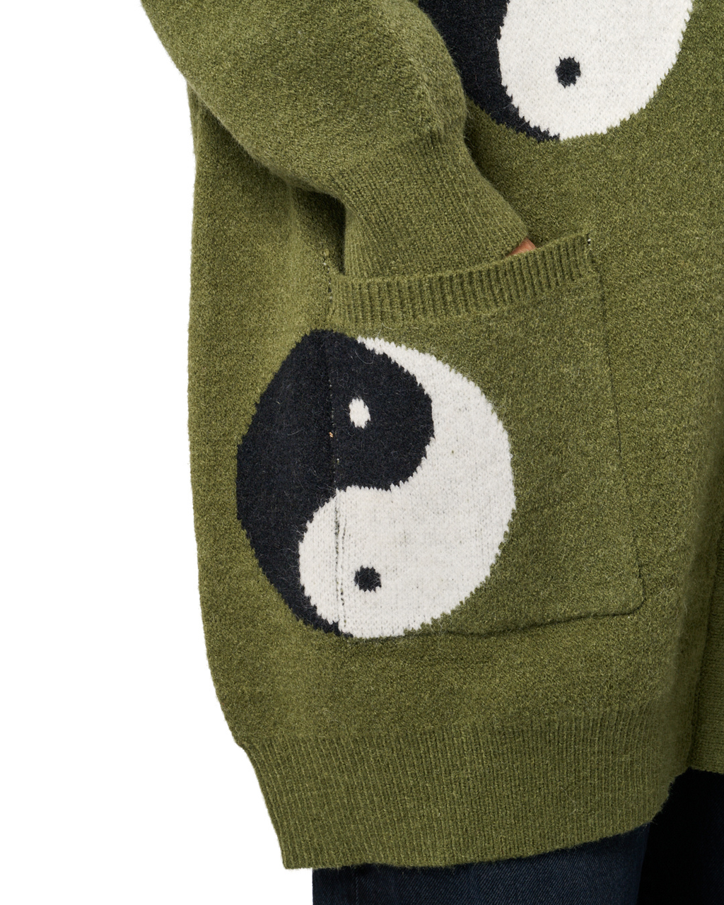 YIN & YANG OVERSIZED CARDIGAN IN OLIVE