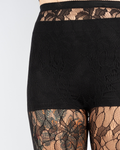 LEAFED LEGS NETTED TIGHTS IN BLACK