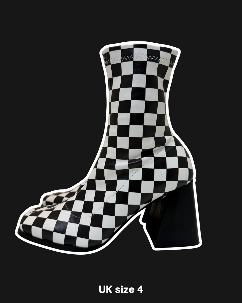 CHECKERBOARD ZIP BOOTS - UK 4