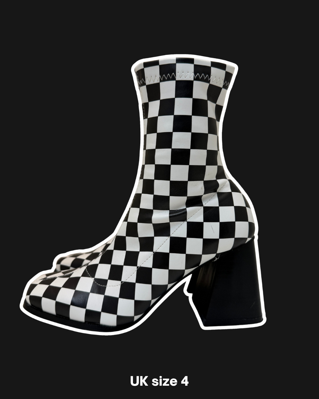 CHECKERBOARD ZIP BOOTS - UK 4