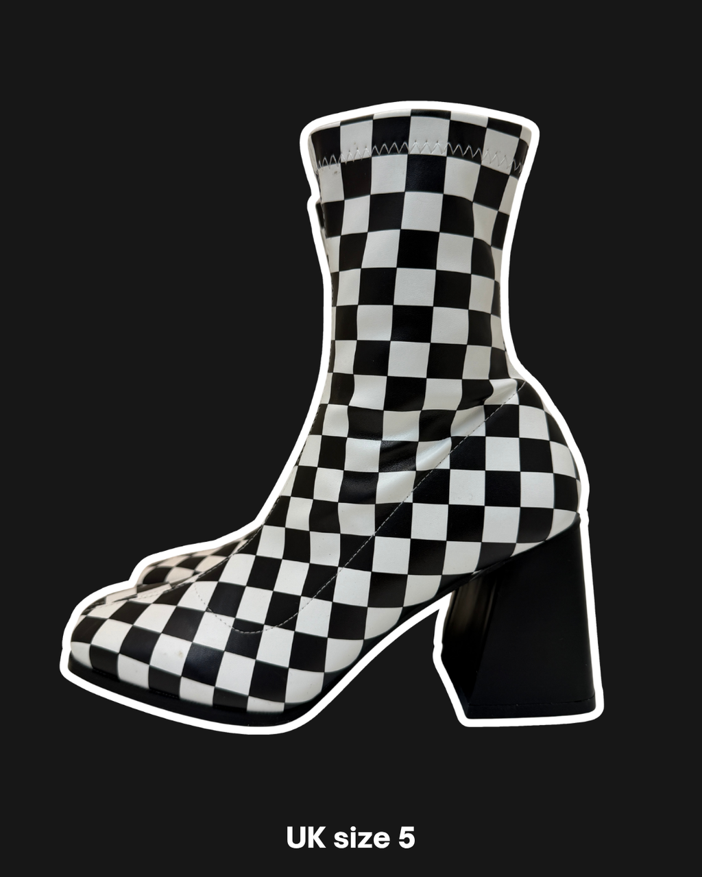 CHECKERBOARD ZIP BOOTS - UK 5