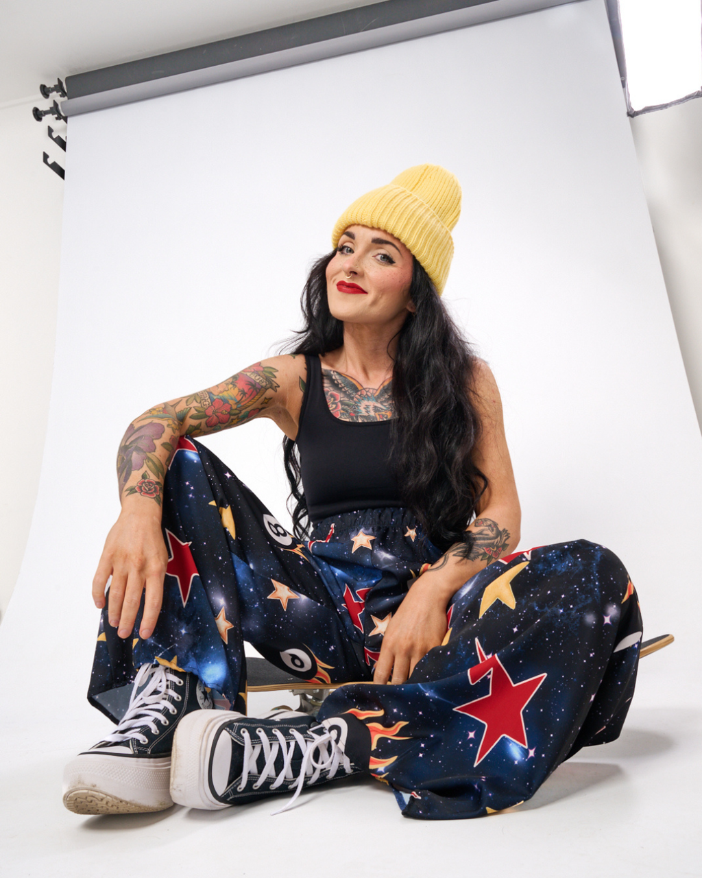 GALAXY CLASH SATIN SPLIT PANTS