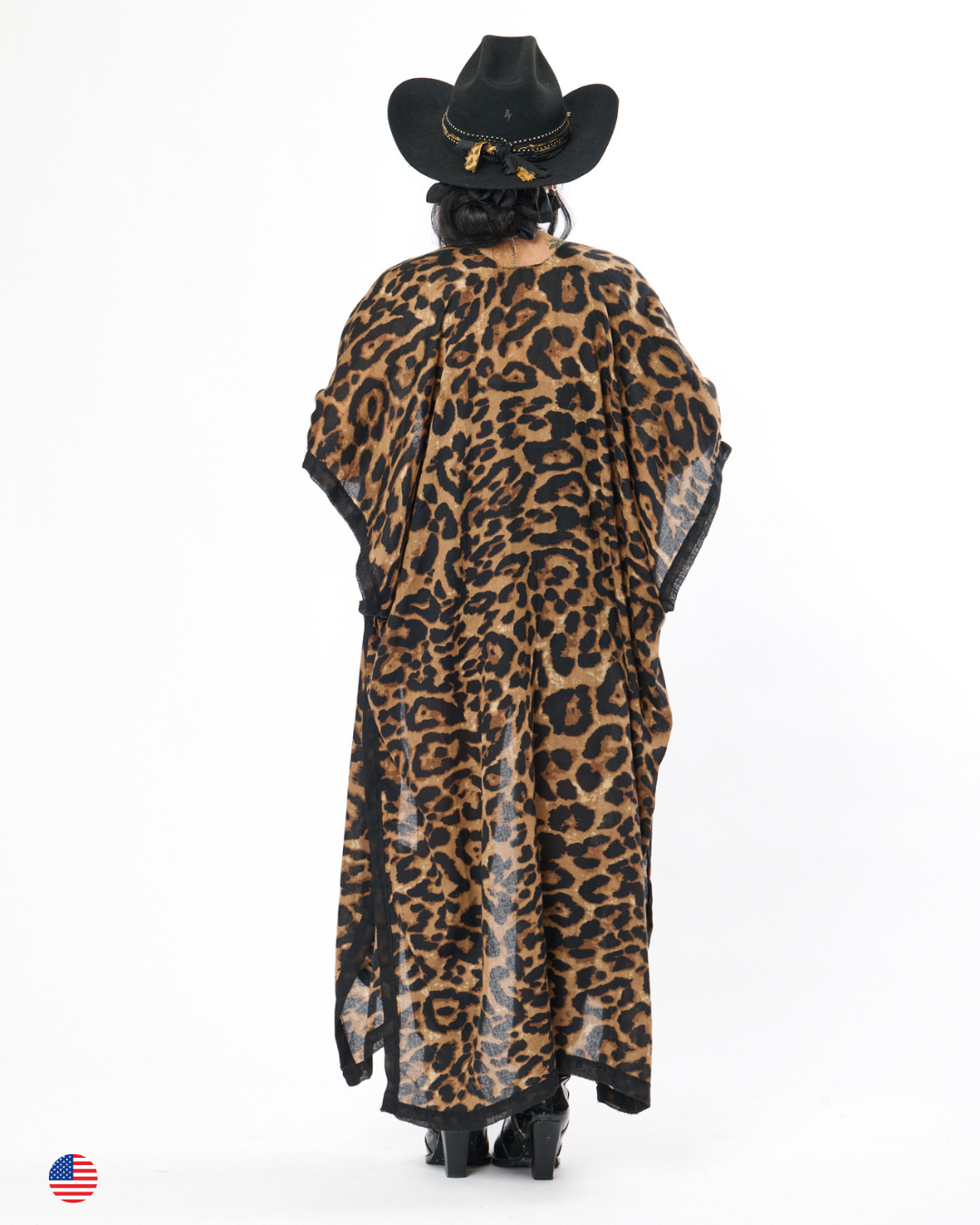 LEOPARD DRIFT DUSTER IN BROWN