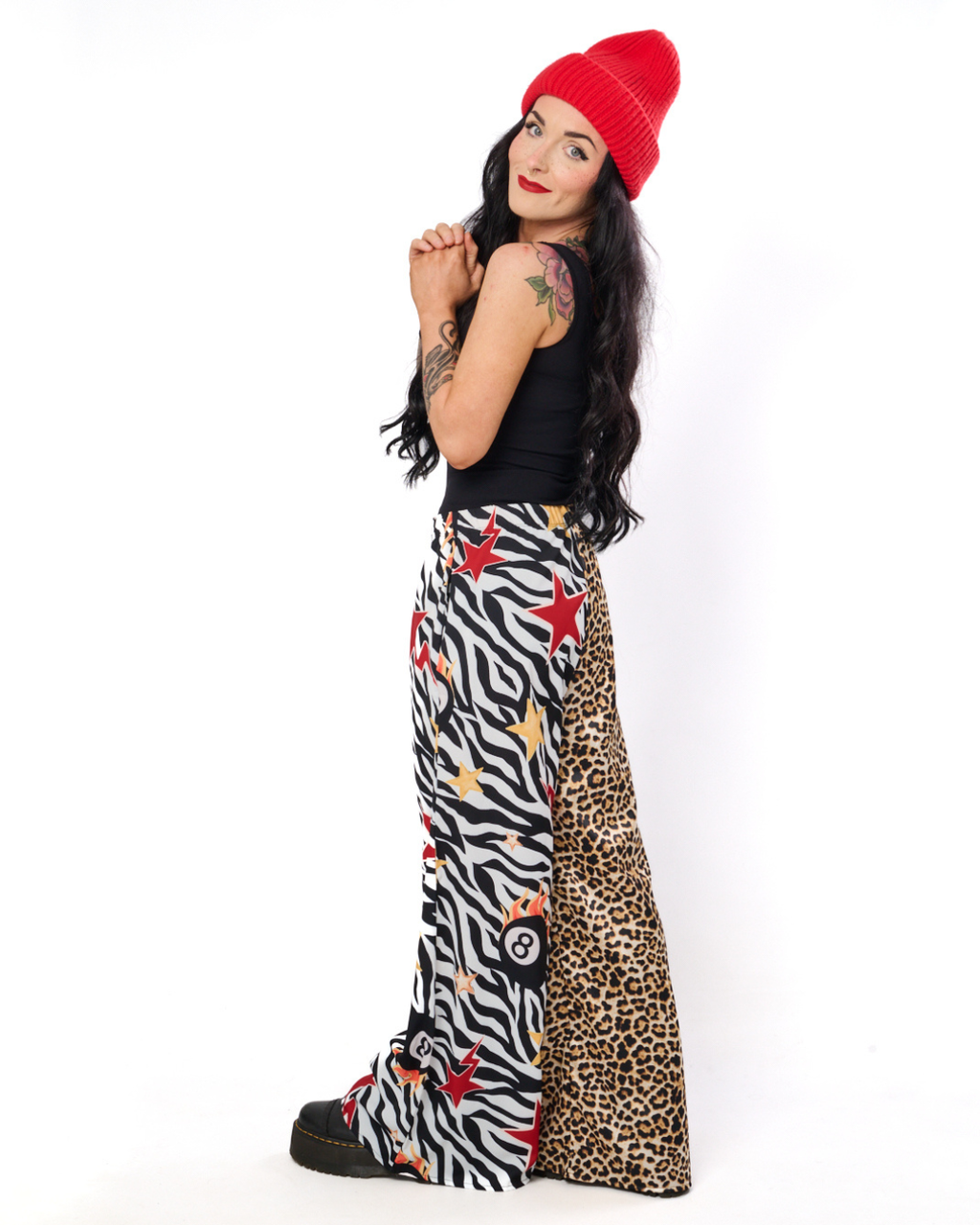 ZEBRA CLASH SATIN SPLIT PANTS
