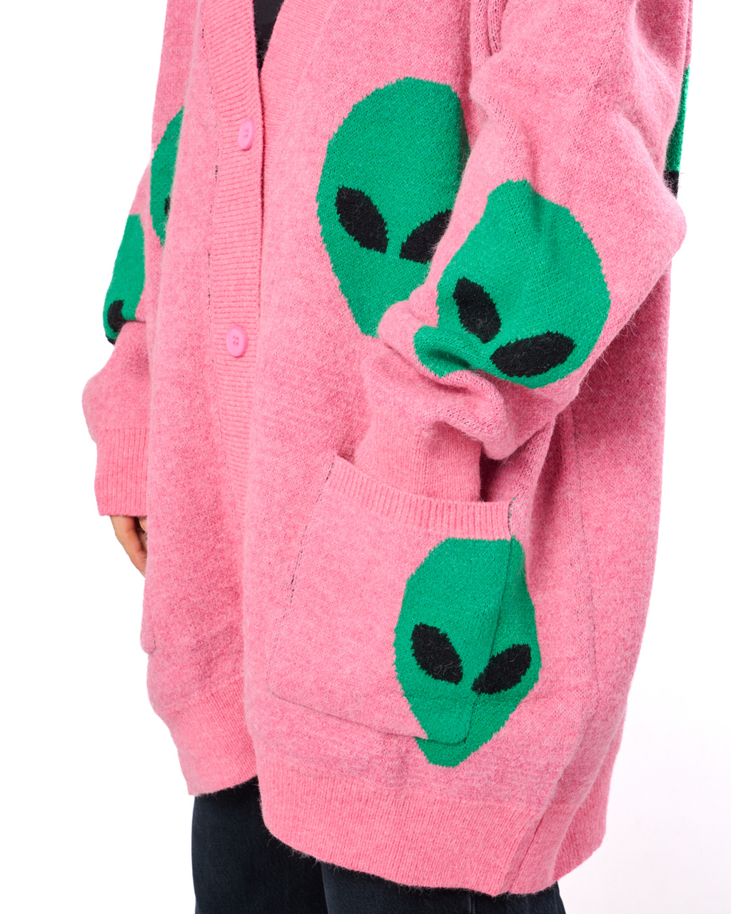 ALIEN DRIP OVERSIZED CARDIGAN IN PINK