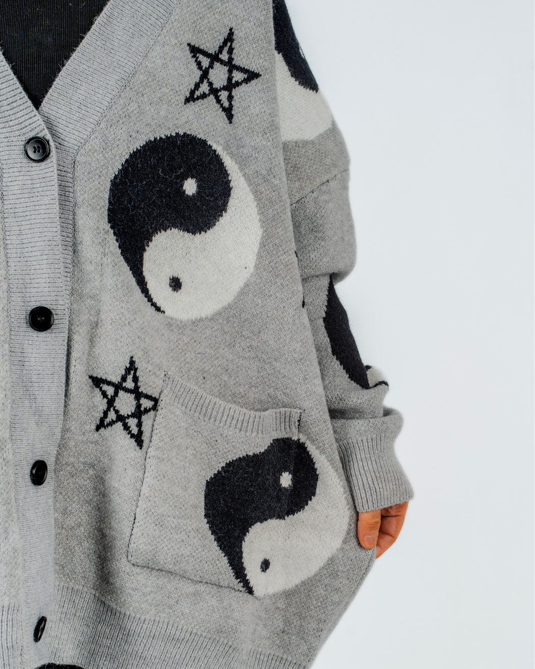 YIN & YANG EXTREME OVERSIZED CARDIGAN IN GREY