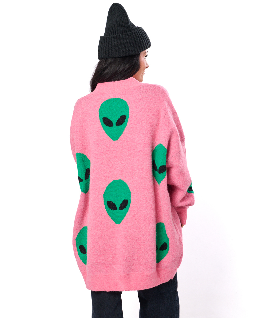 ALIEN DRIP OVERSIZED CARDIGAN IN PINK