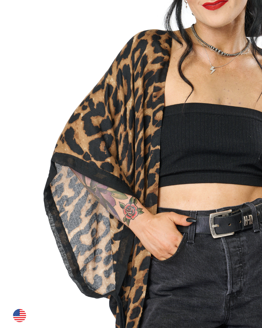LEOPARD DRIFT DUSTER IN BROWN