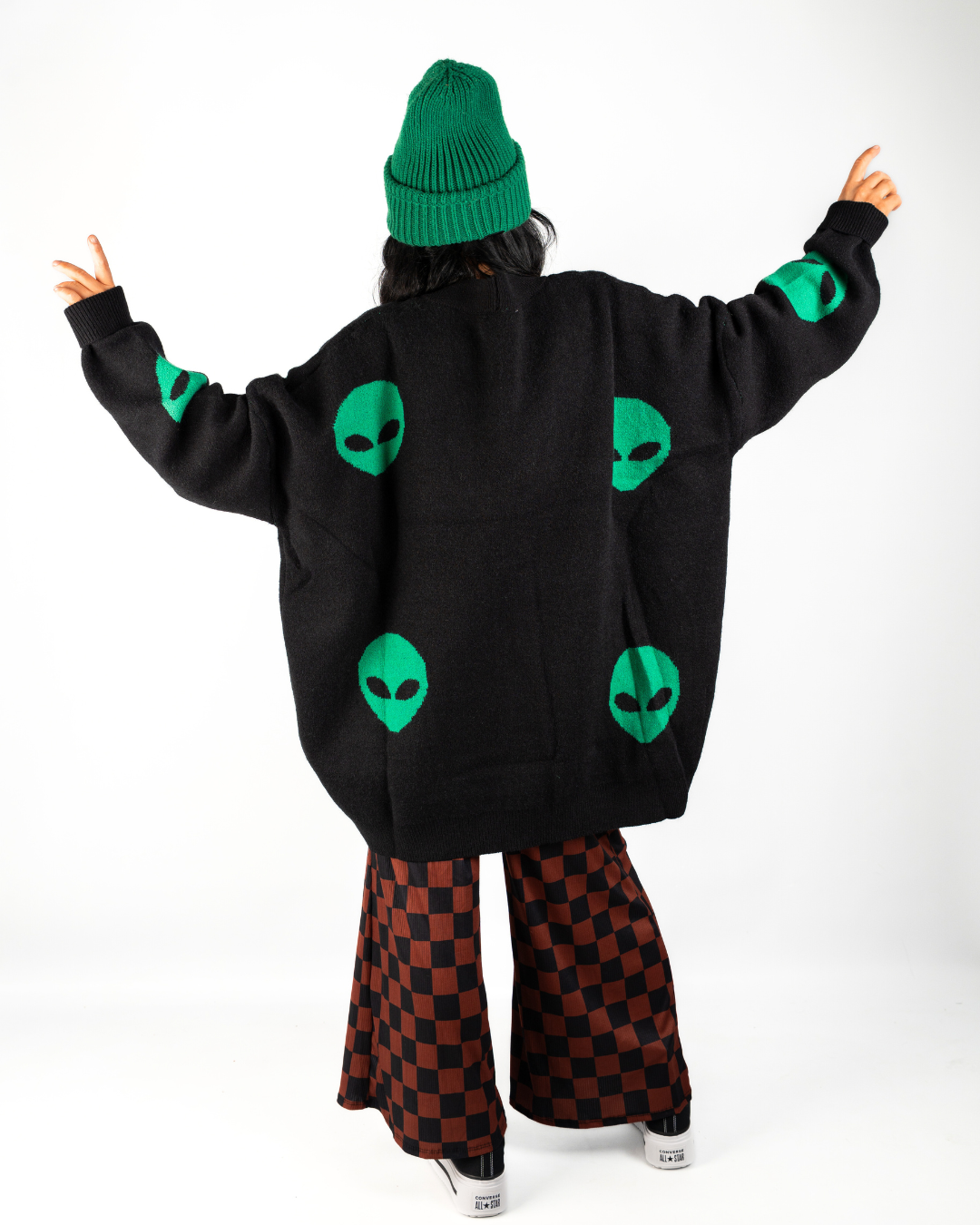 ALIEN DRIP EXTEME OVERSIZED CARDIGAN IN BLACK