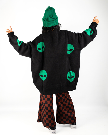 ALIEN DRIP EXTEME OVERSIZED CARDIGAN IN BLACK