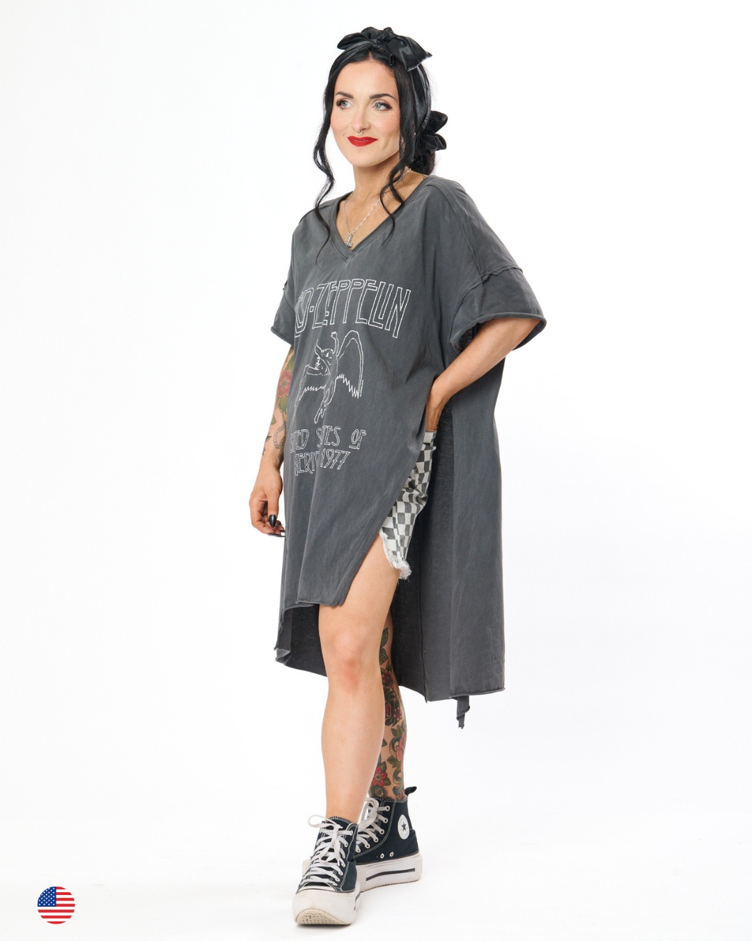 LED ZEPPELIN TUNIC T-SHIRT IN GREY