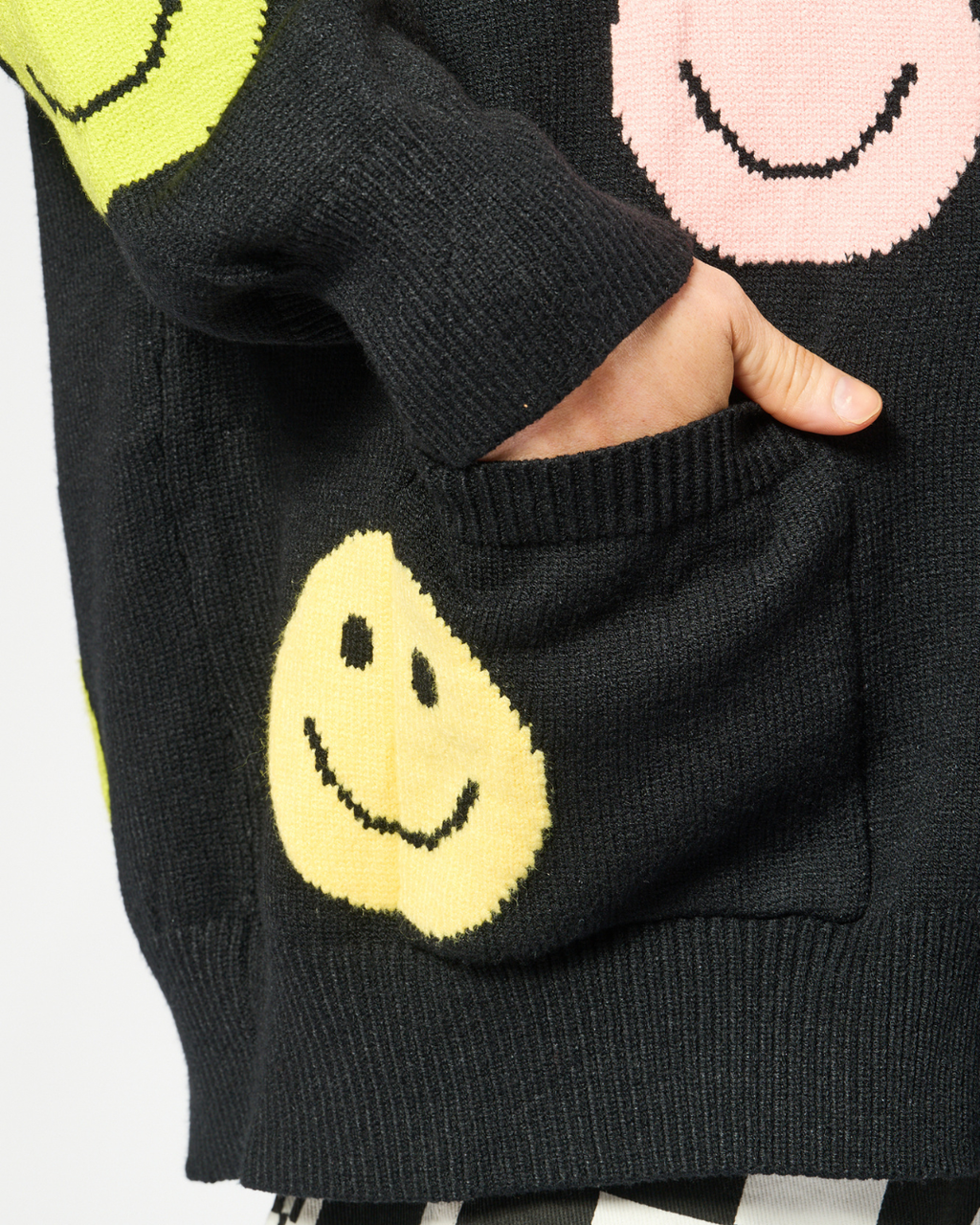 DEAD HAPPY SMILEY CARDIGAN IN BLACK