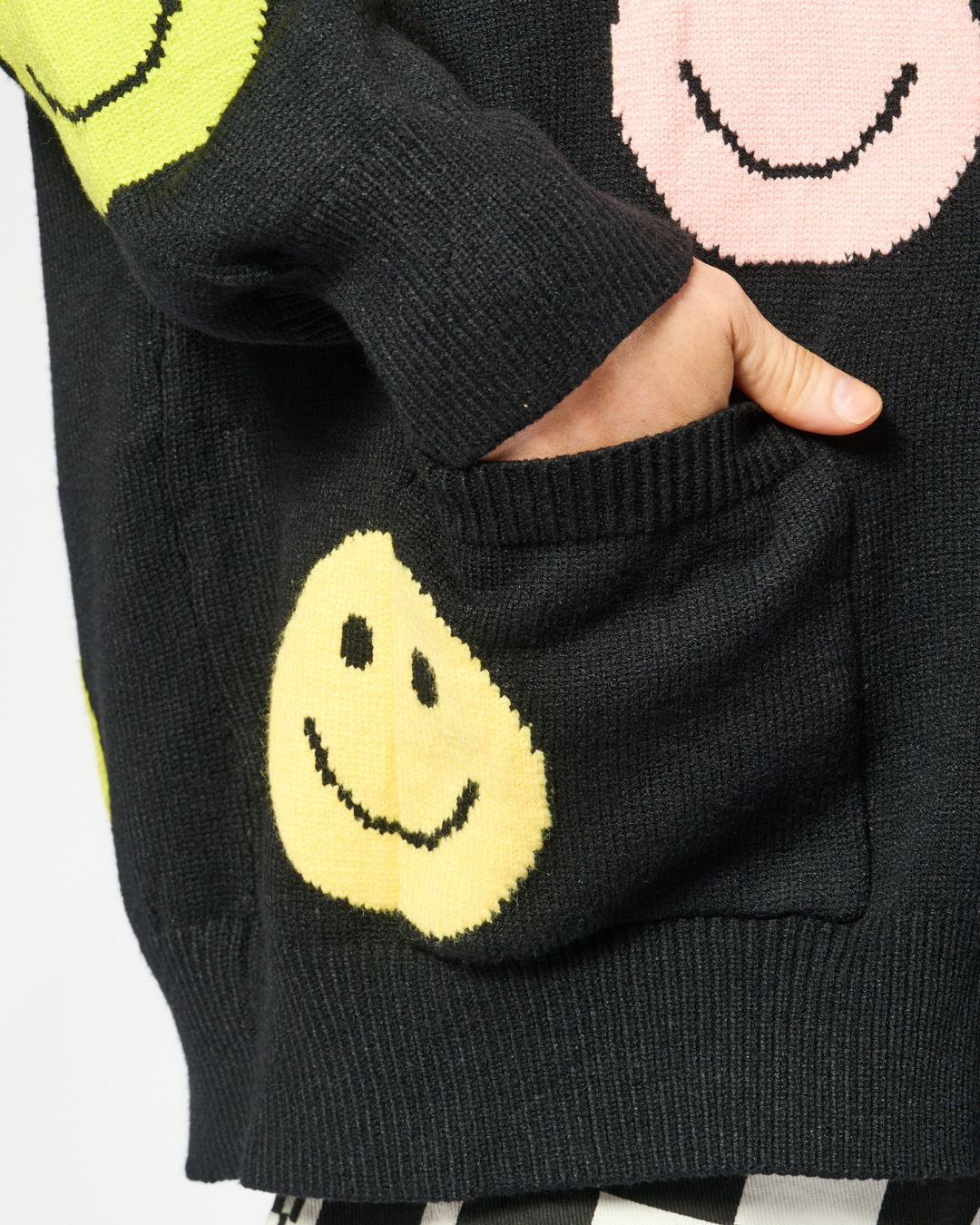 DEAD HAPPY SMILEY CARDIGAN IN BLACK
