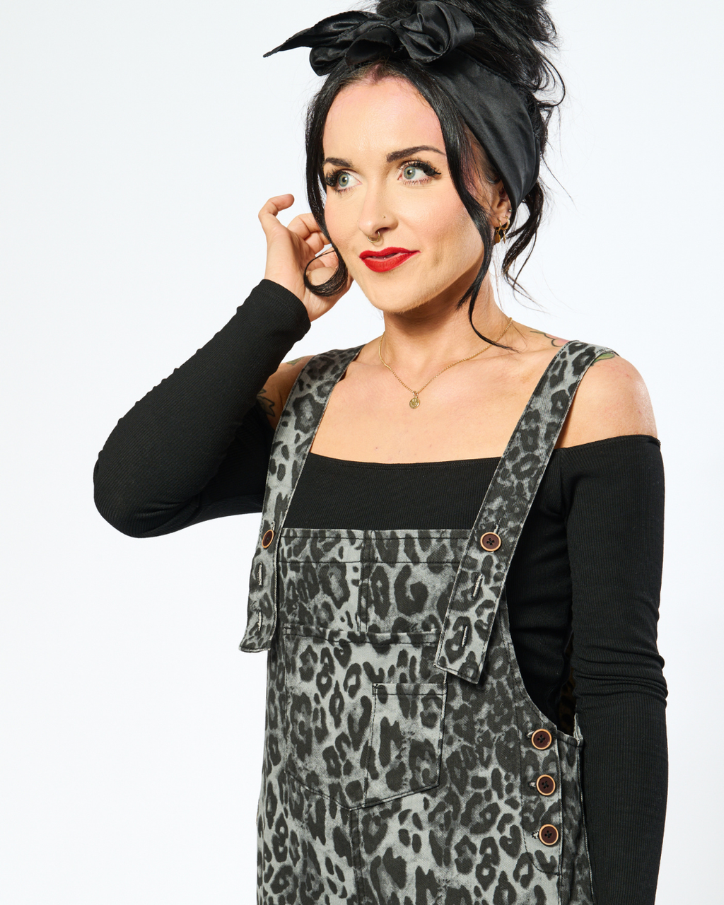 WILD GREY LEOPARD OVERALLS
