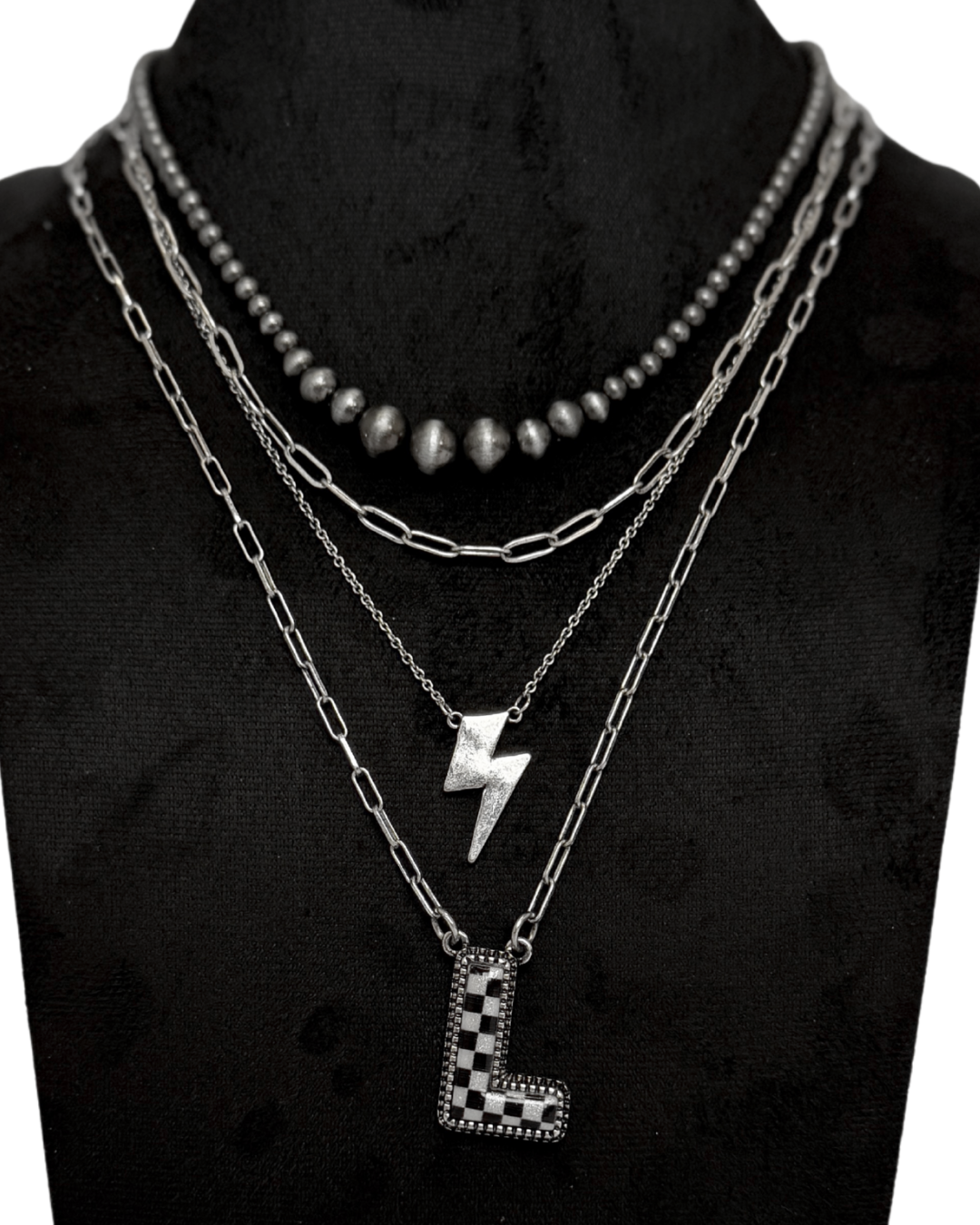 OUTLAW CHECKER INITIAL PENDANT