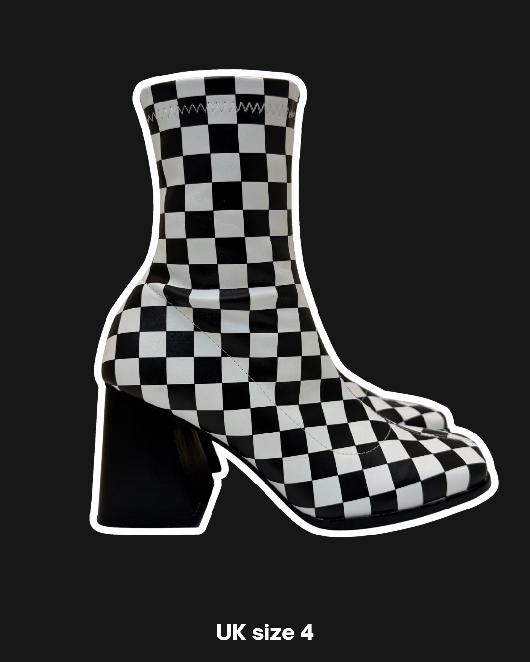 CHECKERBOARD ZIP BOOTS - UK 4
