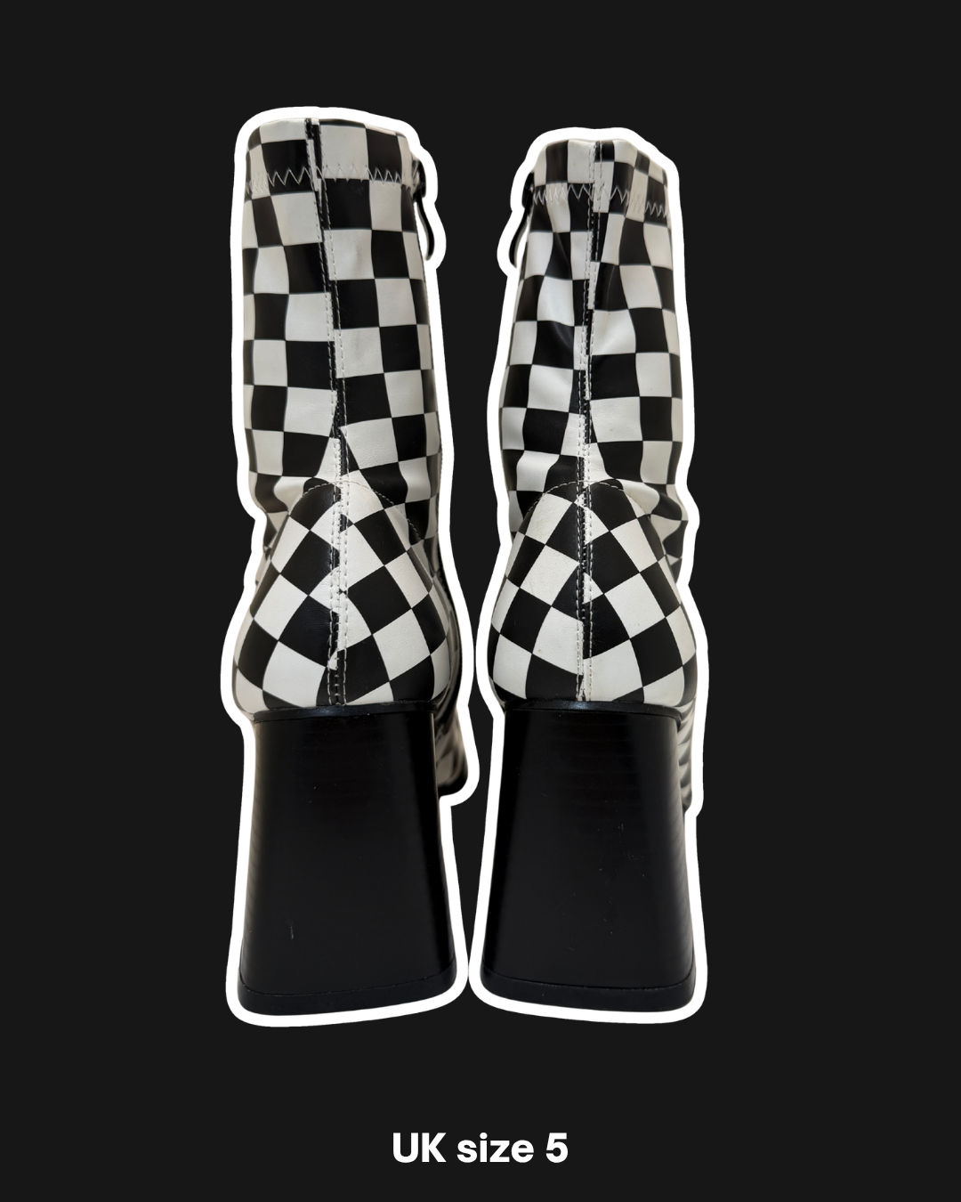 CHECKERBOARD ZIP BOOTS - UK 5